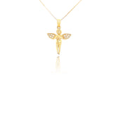 תליון זהב מלאך משובץ זרקונים